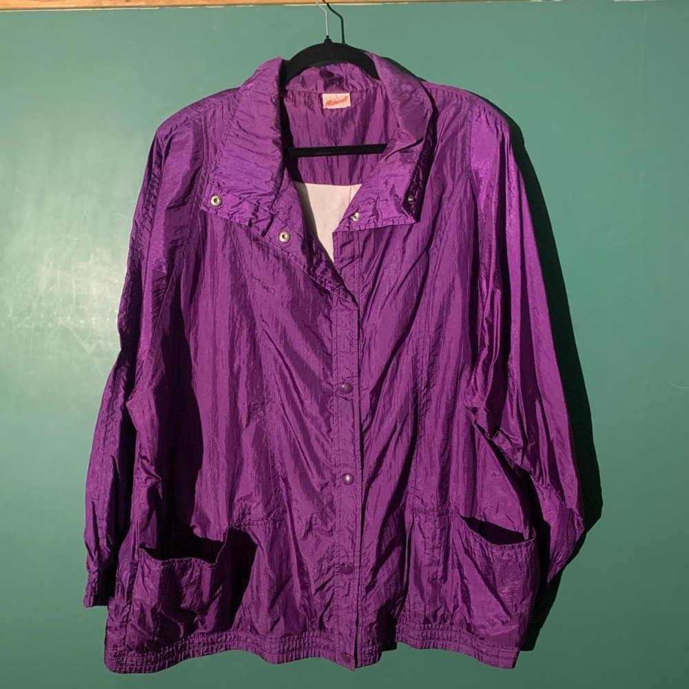 Haband Vintage 1980s Purple Nylon Windbreaker Jacket Retro Bomber XL